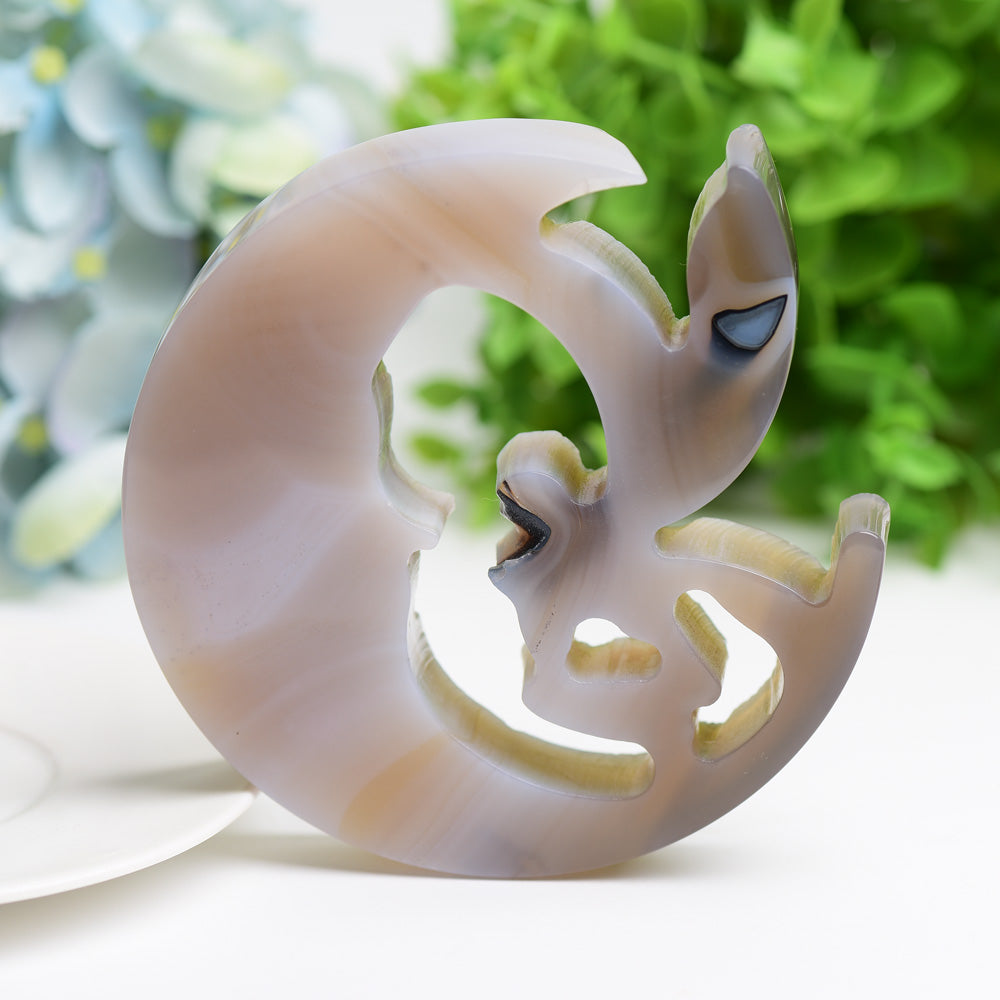 4,2 Zoll Achat Mond Fee Kristall Figur Schnitzerei