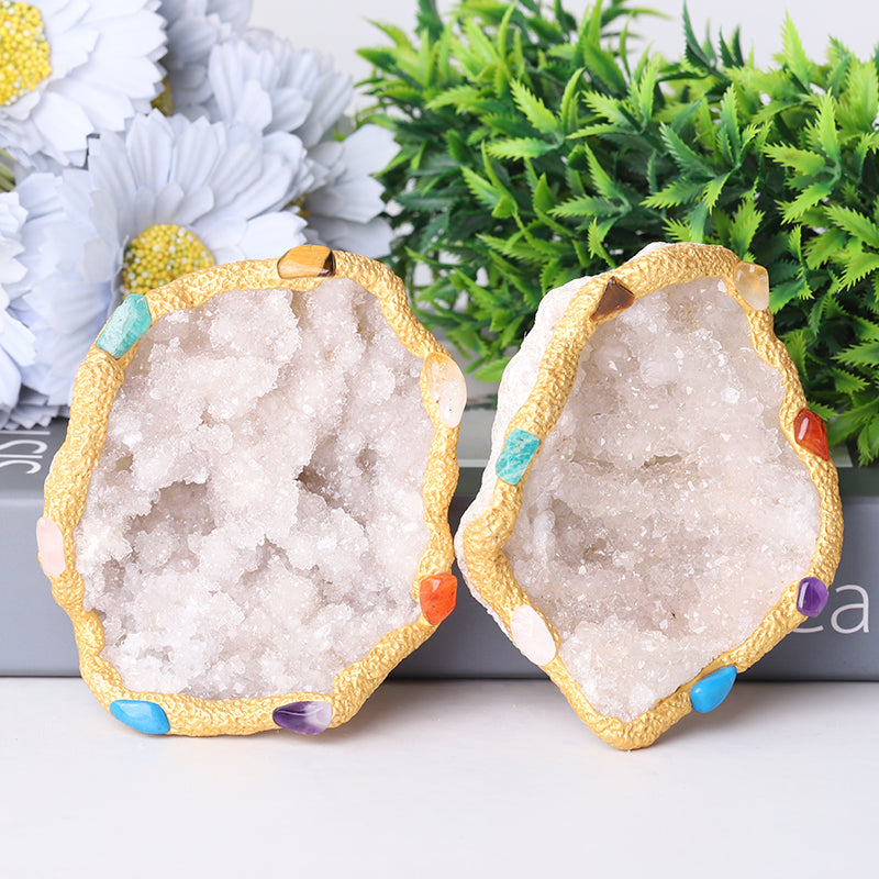 4 Zoll Druzy Clear Quartz Chakra Schale