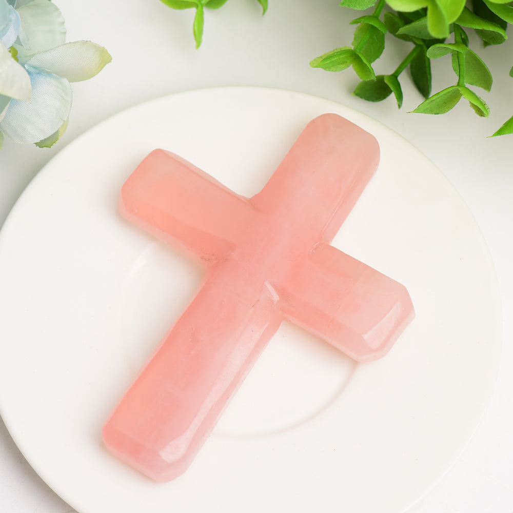 4 Zoll gemischte Kristallkreuz-Schnitzfigur, heilende Energie