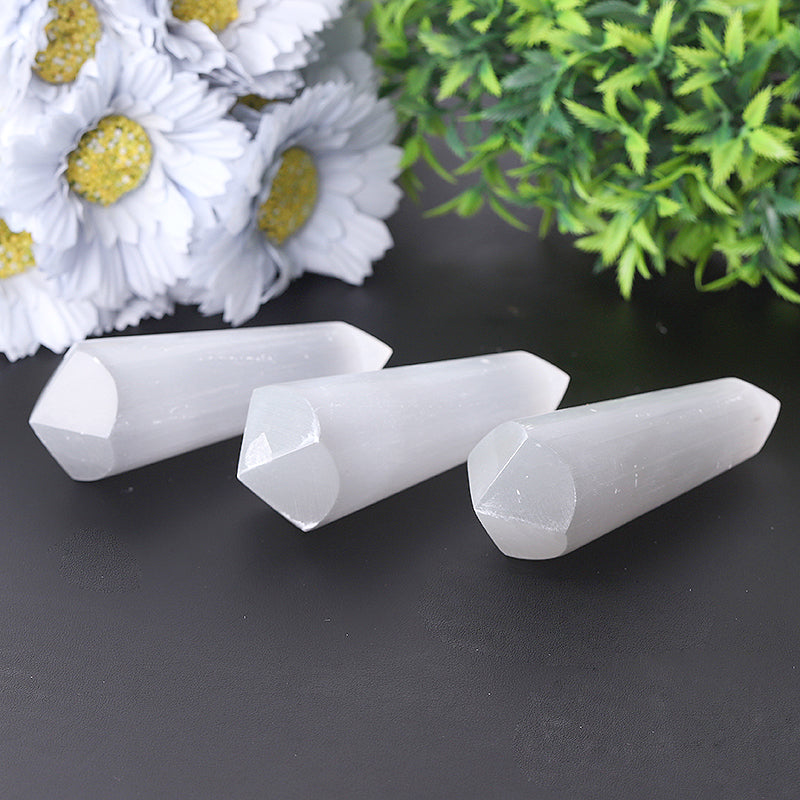 4-Zoll-Selenit-Meditationspunkt mit Doppelende