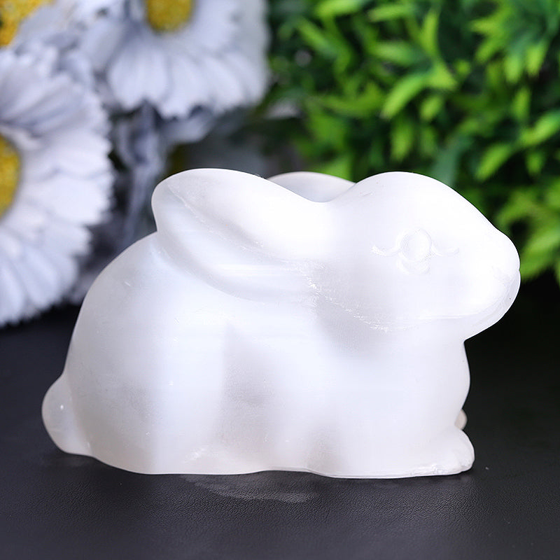 4 Zoll Selenit-Kaninchen-Kristallschnitzerei zur Meditation