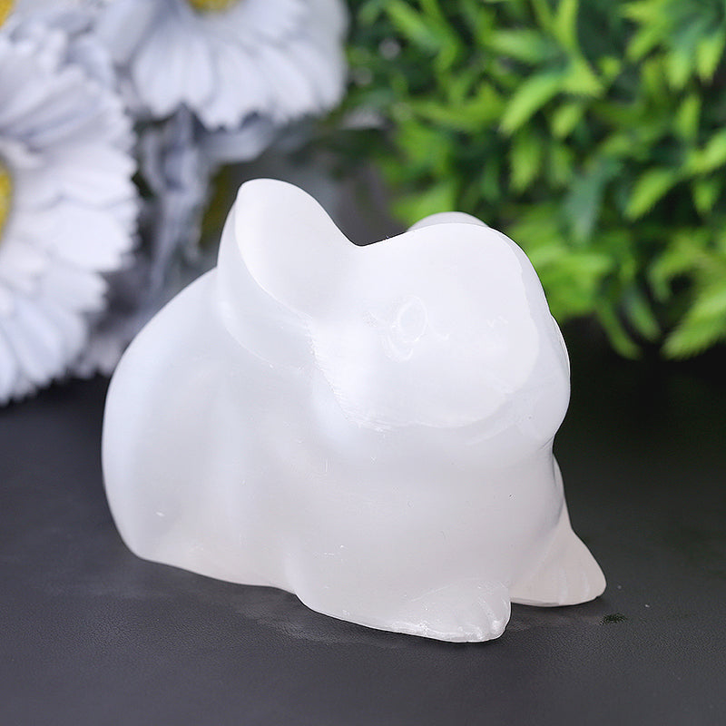 4 Zoll Selenit-Kaninchen-Kristallschnitzerei zur Meditation