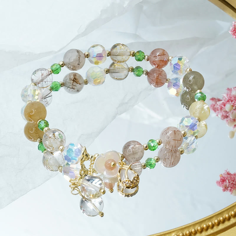 Strawberry Quartz Fluorite Healing Bracelet for Emotional Clarity