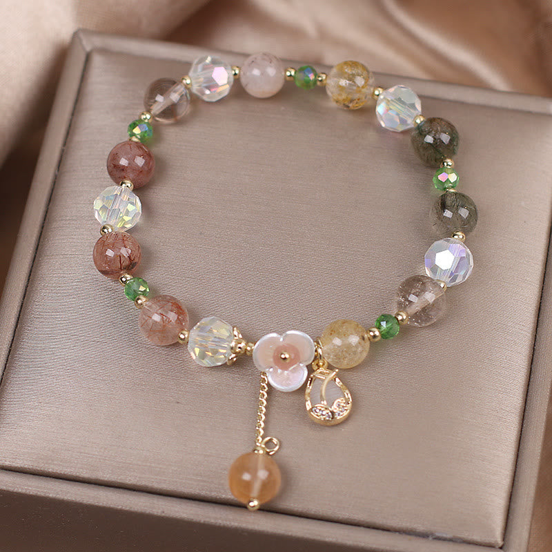 Strawberry Quartz Fluorite Healing Bracelet for Emotional Clarity