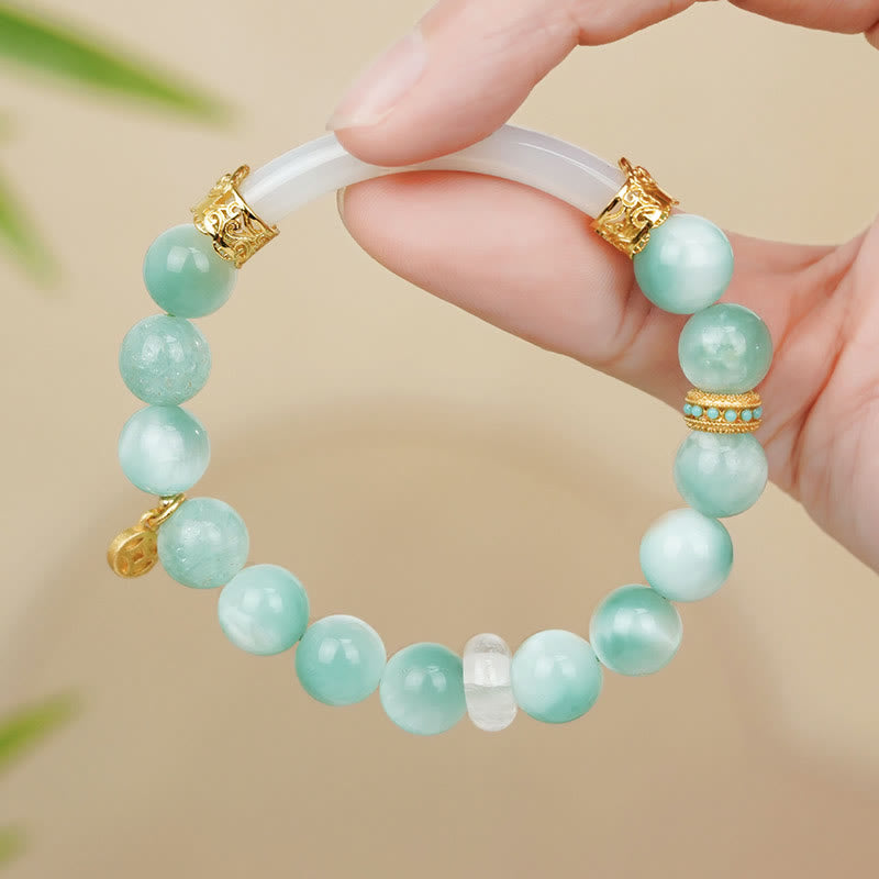 10 mm Larimar Kupfermünze Vertrauen Spirituelles Armband