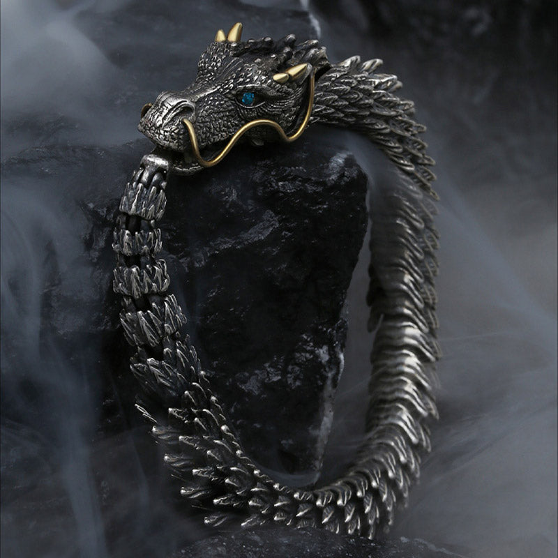 Nordischer Drache, handgefertigtes Glücks- und Schutzkettenarmband