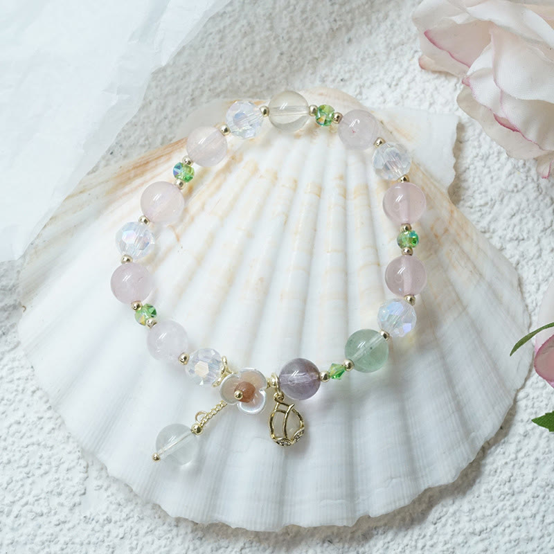Strawberry Quartz Fluorite Healing Bracelet for Emotional Clarity