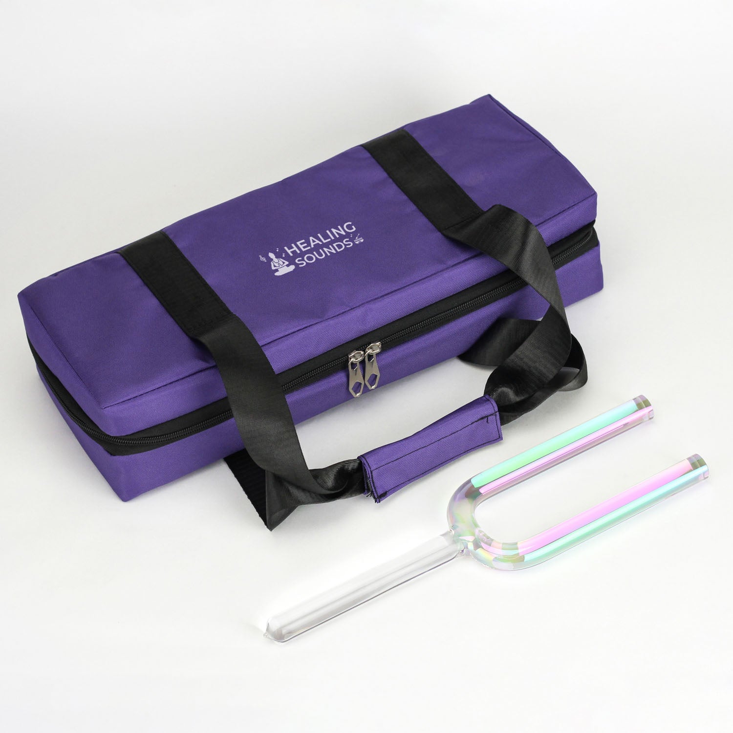 432 Hz Stimmgabel aus klarem Regenbogenquarz