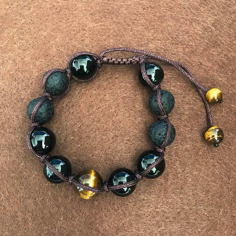 Tigerauge Lavastein Unterstützung Heilung Armband Unisex