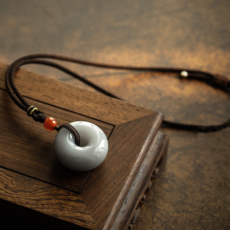 Natürliche graue Jade-Glückskette | Friedens- und Wohlstandsanhänger