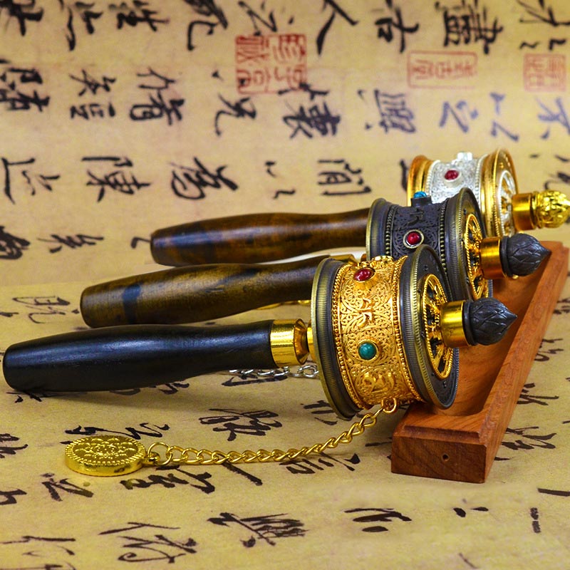 Zinc Alloy Tibetan Prayer Wheel Spiritual Decoration 5cm