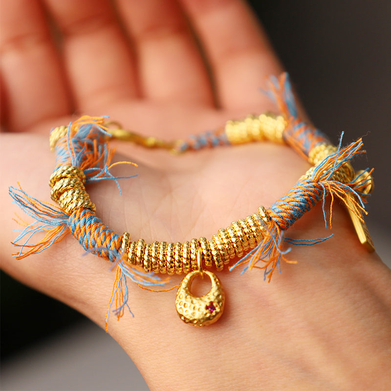 Tibetisches Glücksarmband aus mehrfarbigem Seil für Glück