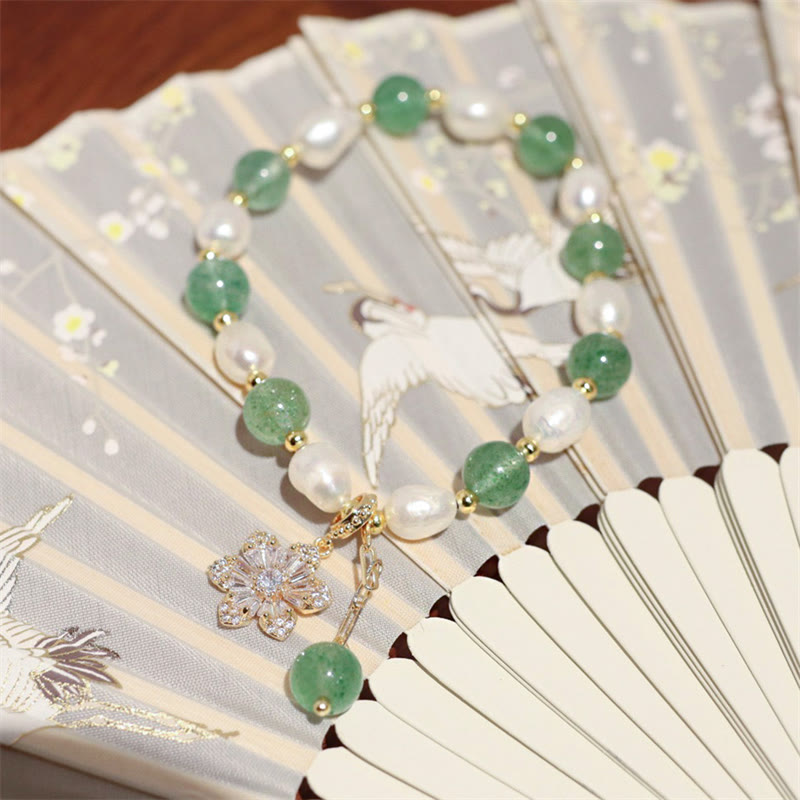 8 mm grünes Erdbeerquarz-Liebesarmband für Ruhe und Heilung