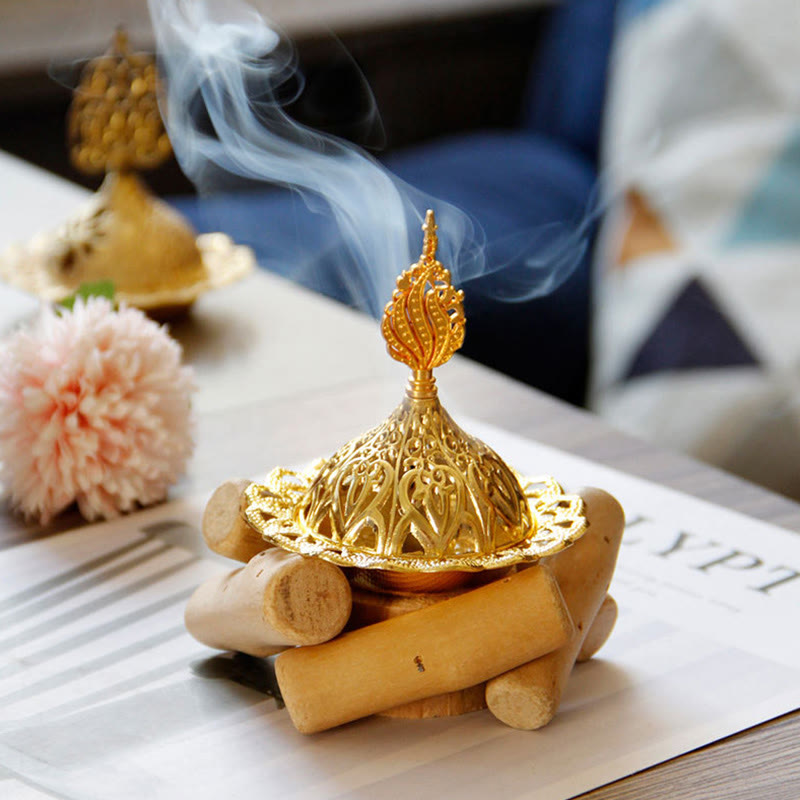 Gold Alloy Healing Mini Incense Burner for Meditation & Relaxation