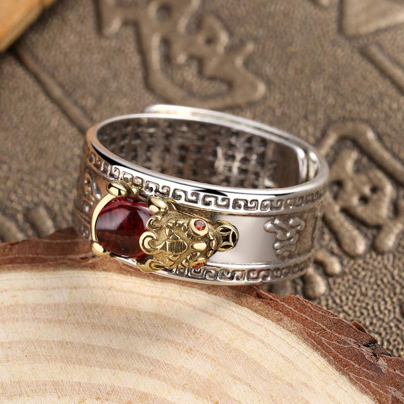 Red Agate PiXiu Wealth Ring | Unisex Agate Ring