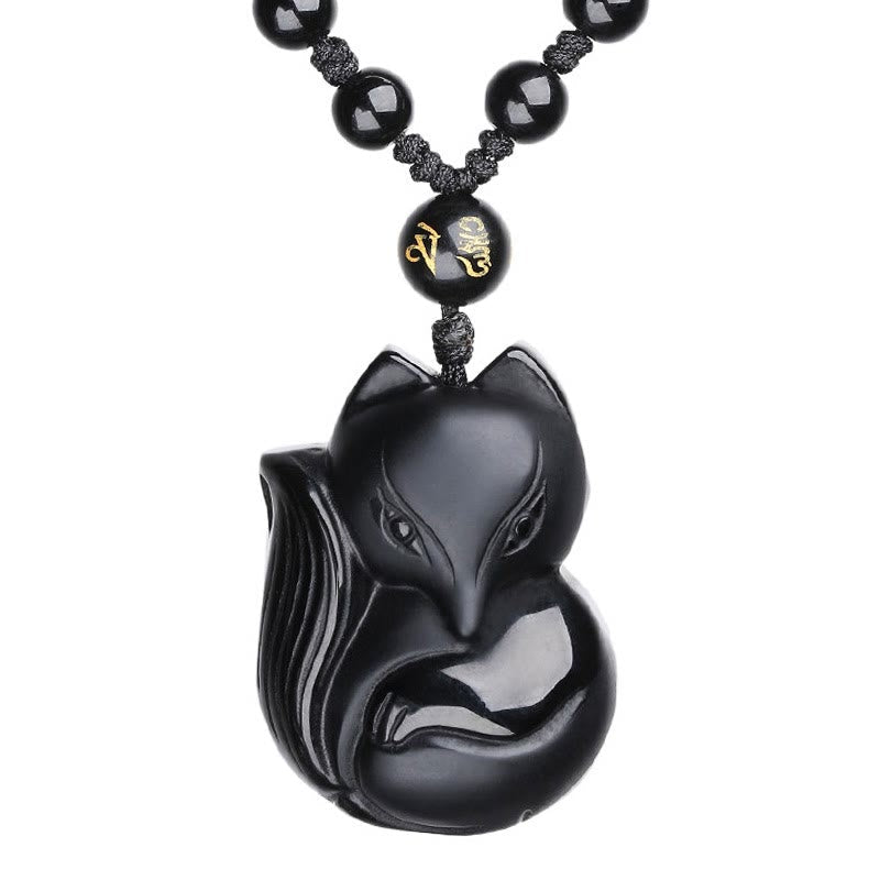 Obsidian Amulet Necklace with Tiger Eye & Ice Obsidian Stones