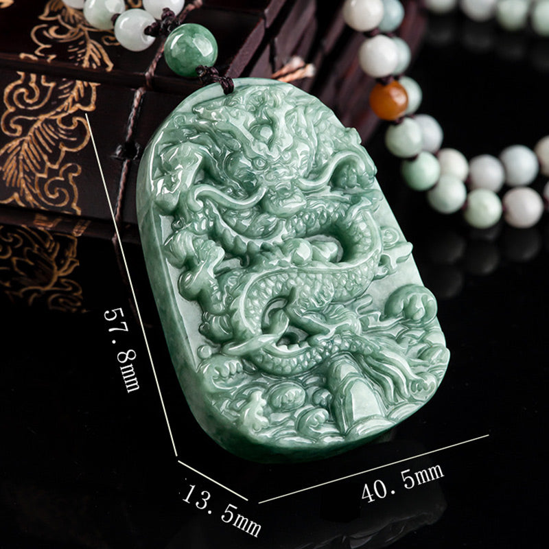 Handgemachte Jade-Drachen-Wohlstandskette mit 6 mm Perlen