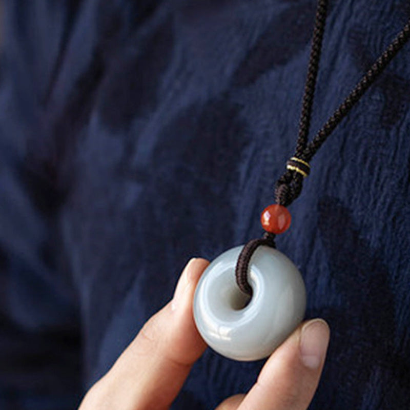 Natürliche graue Jade-Glückskette | Friedens- und Wohlstandsanhänger