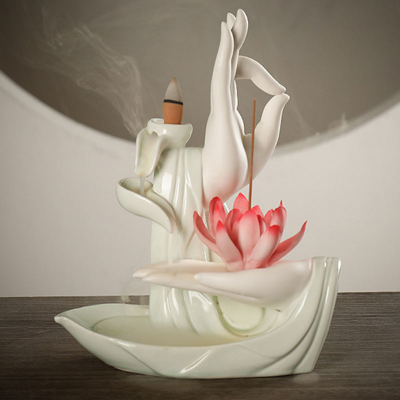 Handcrafted Purple Clay Lotus Ceramic Incense Burner