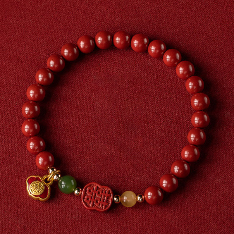 8mm Cinnabar Happiness Bracelet for Calm & Wisdom
