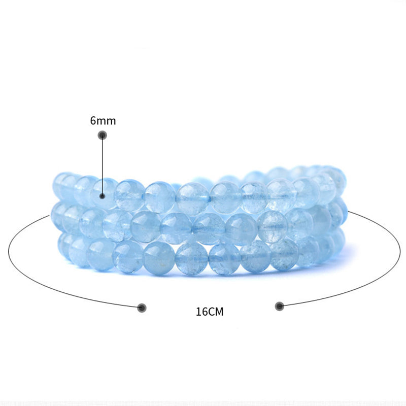 6 mm Aquamarin-Armband für Frieden und emotionale Heilung
