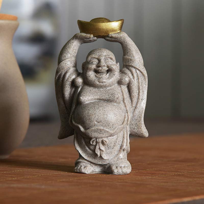 Lachender Buddha, Harzstatue, Segen, Heimdekoration, 7,5 cm