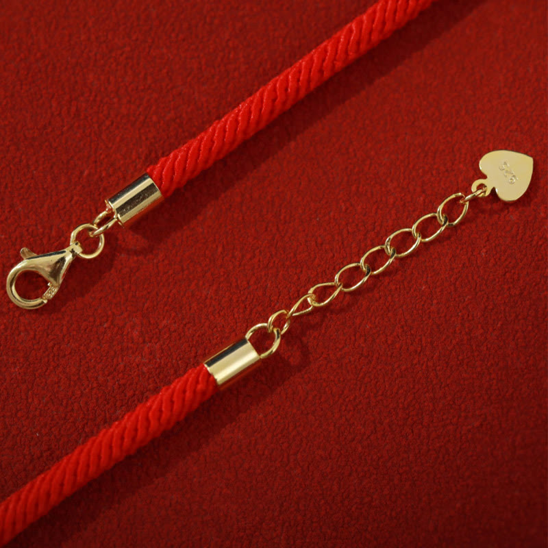 925 Sterling Silber Lotus Trommel Armband mit rotem Seil | Neuanfänge