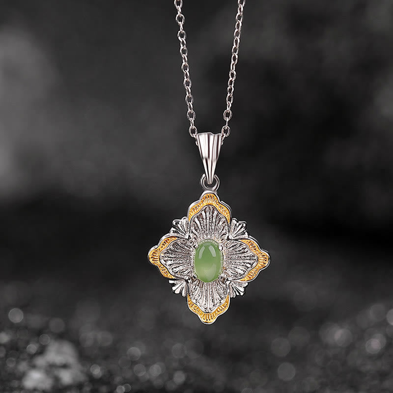 Hetian Cyan Jade Rhombus Halskette für Glück & Heilung