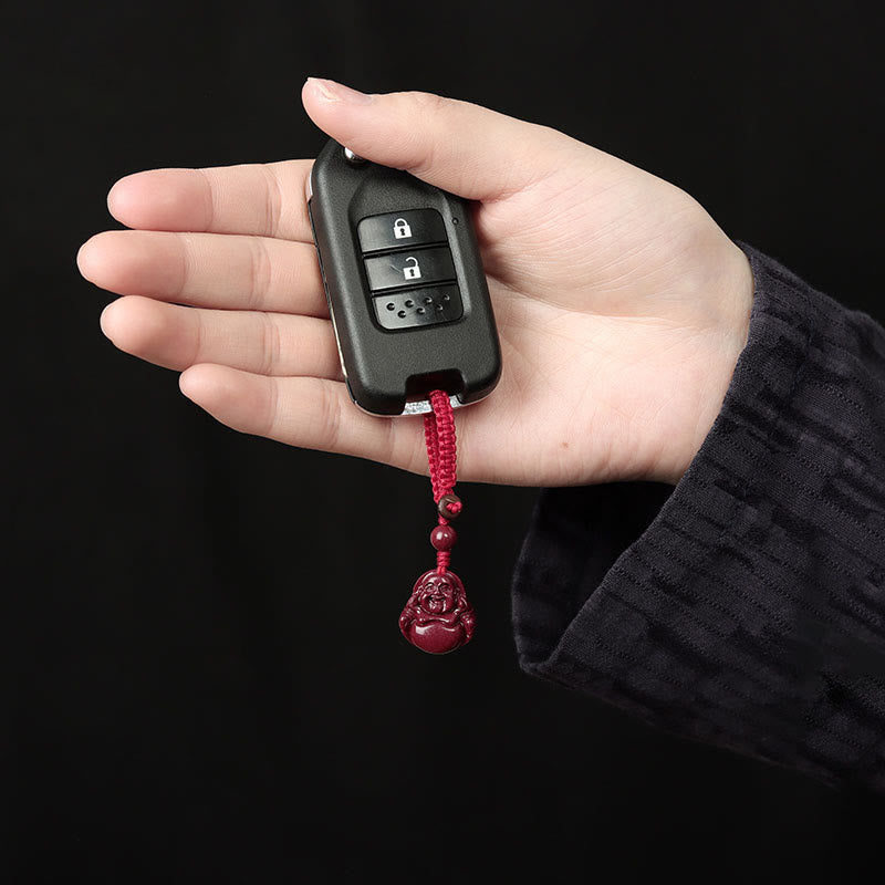 Lachender Buddha Zinnober Halskette Anhänger Segen Charme