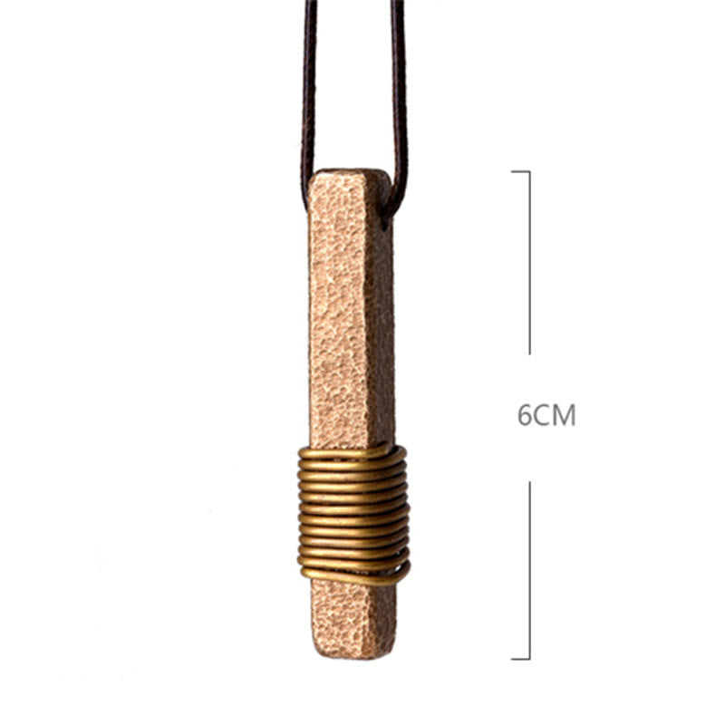 Kupferne Vintage-Halskette mit strukturiertem Reichtum für spirituelles Glück