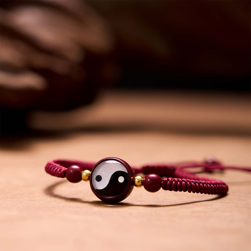 Cinnabar Red String Yin Yang Bracelet for Luck & Balance