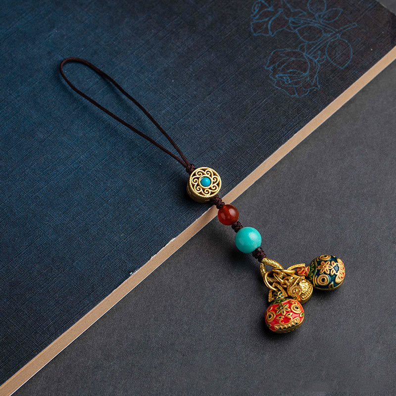 Gold Schluckendes Tier Familie Glück Schlüsselanhänger für spirituellen Reichtum