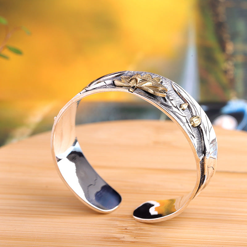 Lotusblume Calm Armband aus 925 Sterling Silber, verstellbar