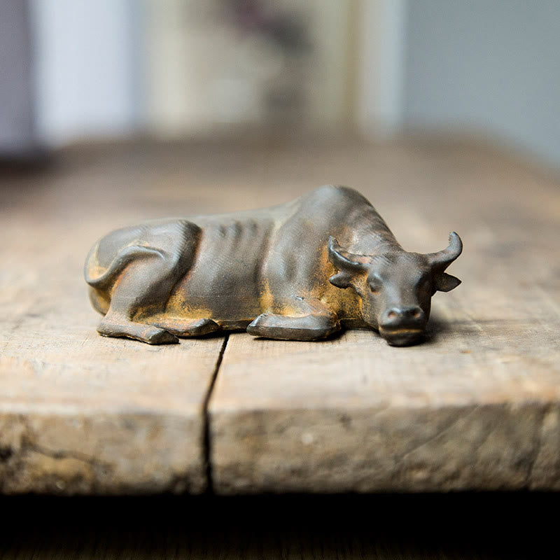 4 Zoll Wasserbüffel Statue Eisenpulver Harz | Feng Shui Dekor