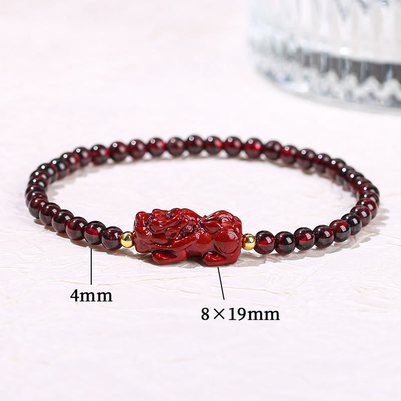 4 mm Granat-Zinnober-PiXiu-Schutzarmband