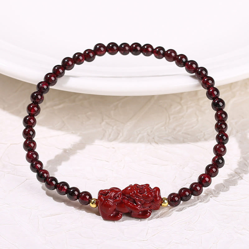 4 mm Granat-Zinnober-PiXiu-Schutzarmband