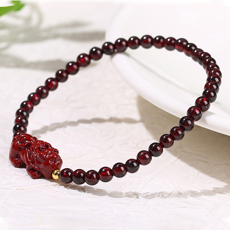 4 mm Granat-Zinnober-PiXiu-Schutzarmband