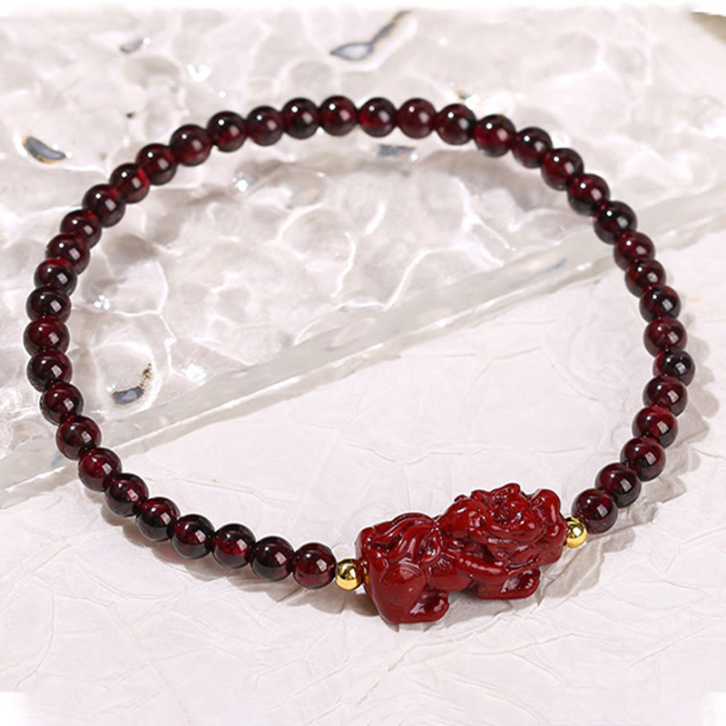 4 mm Granat-Zinnober-PiXiu-Schutzarmband