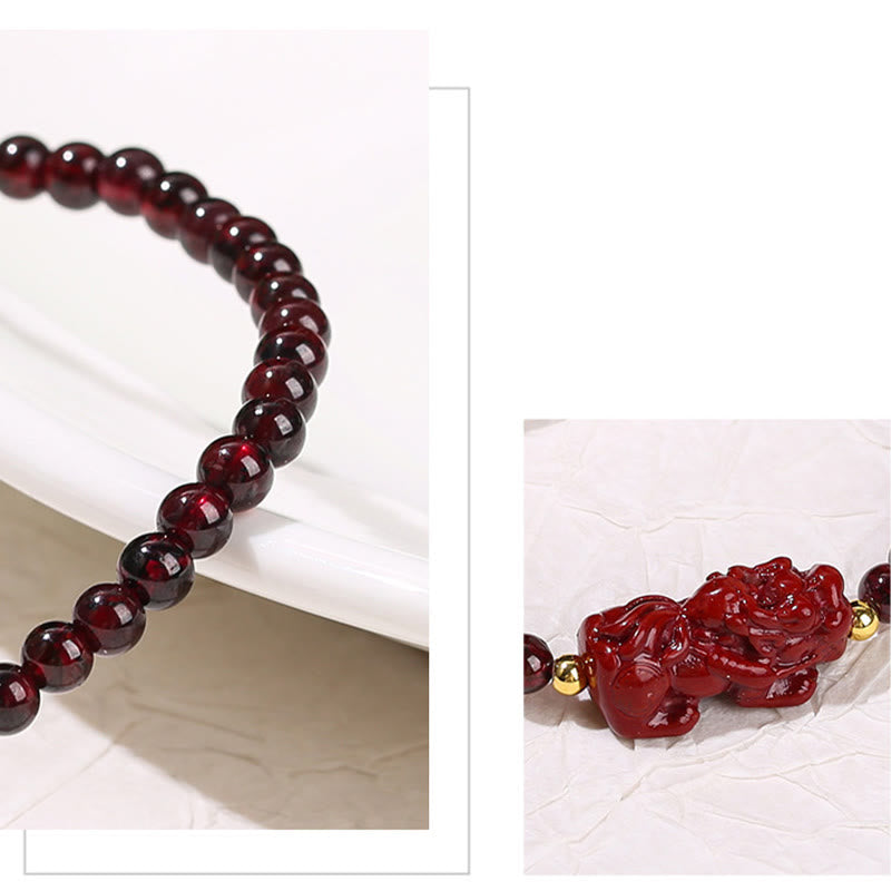 4 mm Granat-Zinnober-PiXiu-Schutzarmband