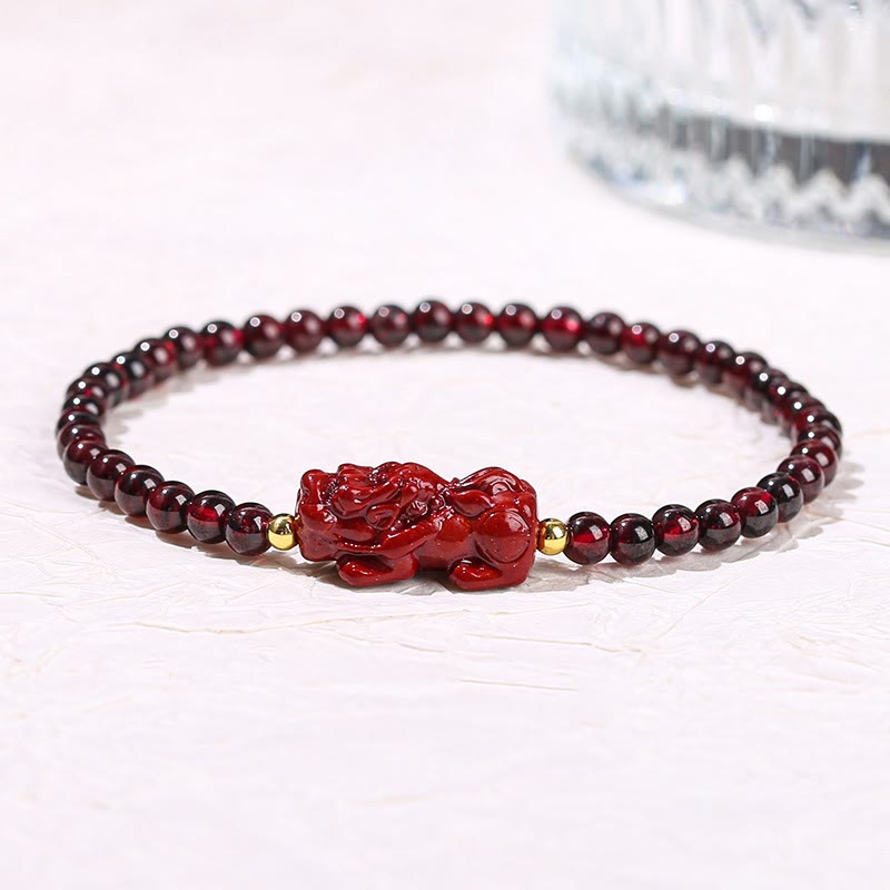 4 mm Granat-Zinnober-PiXiu-Schutzarmband
