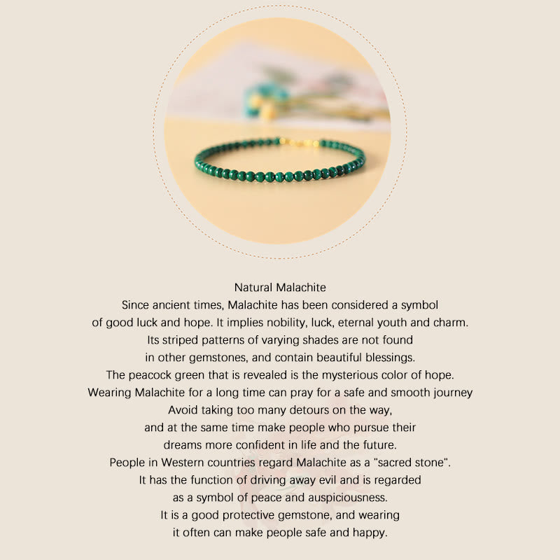 4 mm Malachit 14 Karat Gold Anti-Angst-Armband
