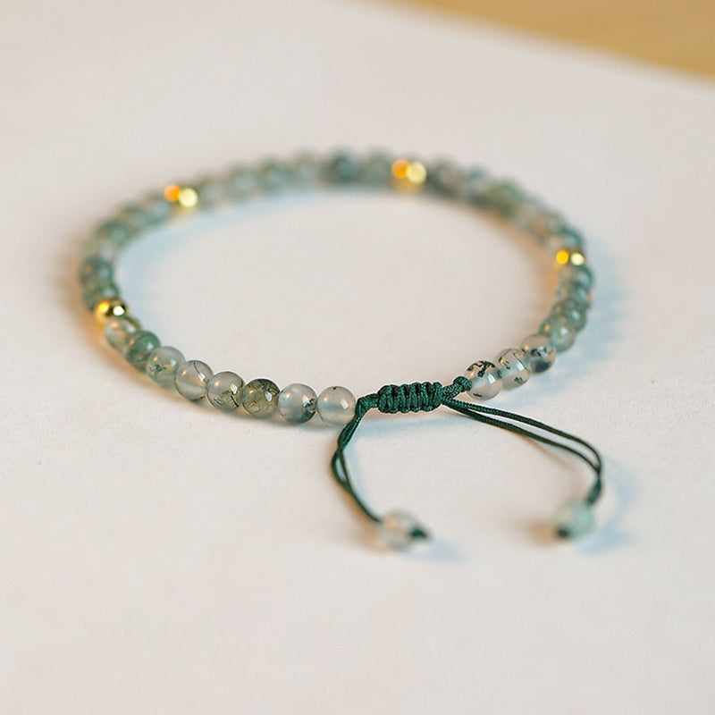 4 mm Moosachat Glücks-Balance-Meditationsarmband