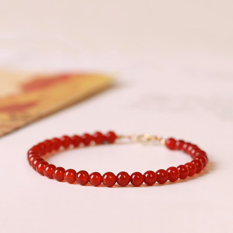 4 mm rotes Achat-Ruhearmband für emotionale Ausgeglichenheit