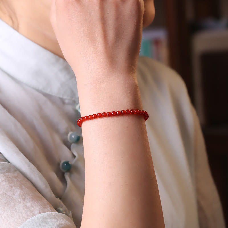 4 mm rotes Achat-Ruhearmband für emotionale Ausgeglichenheit