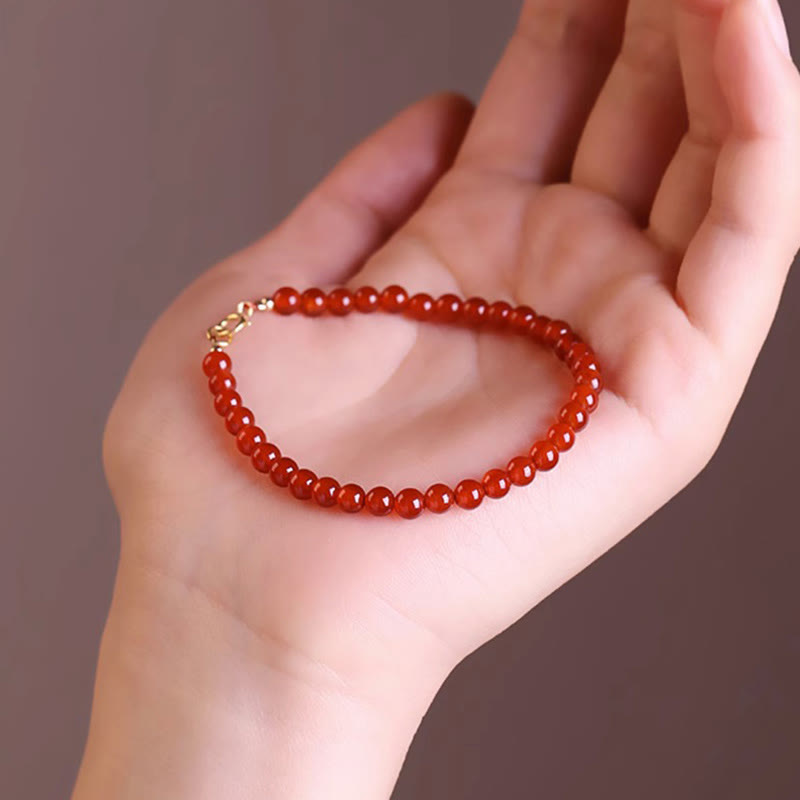4 mm rotes Achat-Ruhearmband für emotionale Ausgeglichenheit