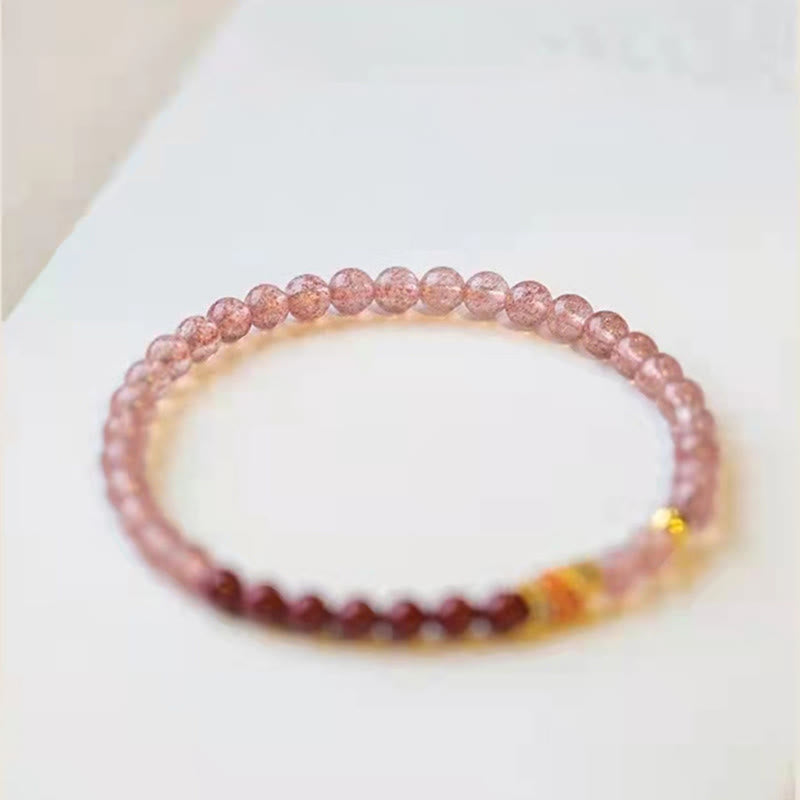 4 mm Erdbeerquarz-Glücks-Koi-Fisch-Heilarmband