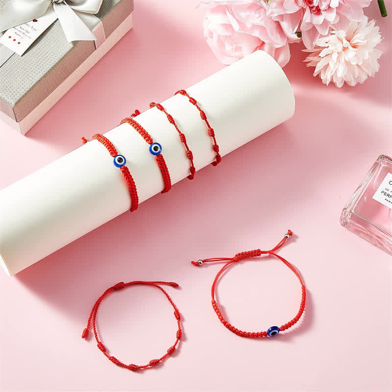 4-teiliges Armband-Set mit rotem Faden zum Schutz des bösen Blicks