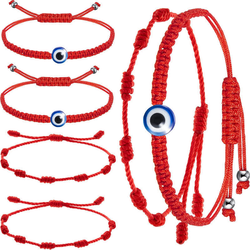 4-teiliges Armband-Set mit rotem Faden zum Schutz des bösen Blicks