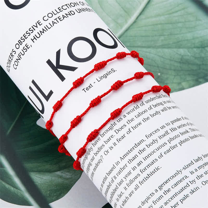 4-teiliges Armband-Set mit rotem Faden zum Schutz des bösen Blicks