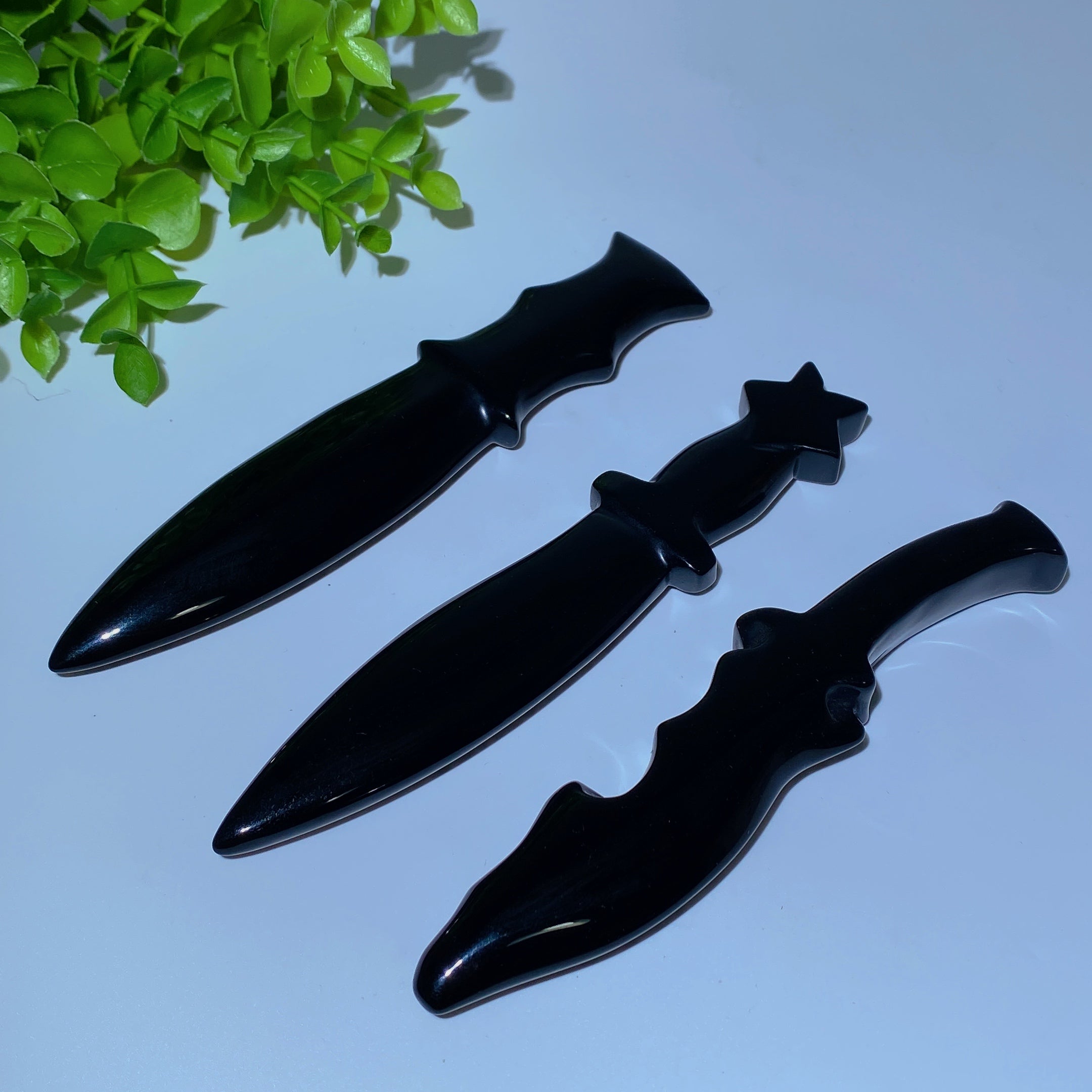 5.5-inch Black Obsidian Crystal Dagger for Healing Energy